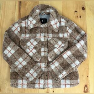 Women’s 7 For All Mankind Anthropologie Sherpa Tartan Plaid Trucker Jacket